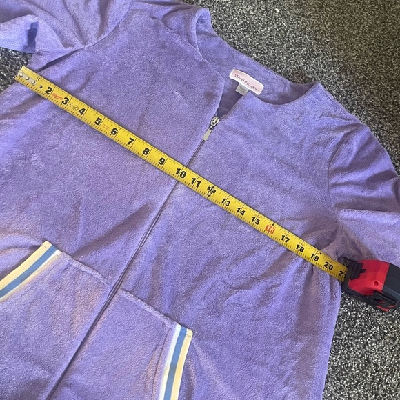 New Stan Herman Purple Zip Up Short Sleeve Robe Gown With Pockets M - Picture 10 of 14